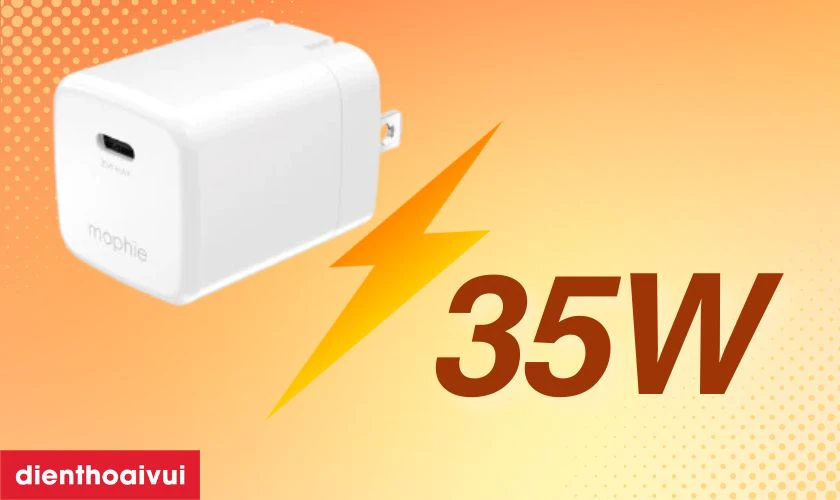 Củ sạc Mophie Essential Gan 35W 1C sở hữu c&ocirc;ng suất 35W