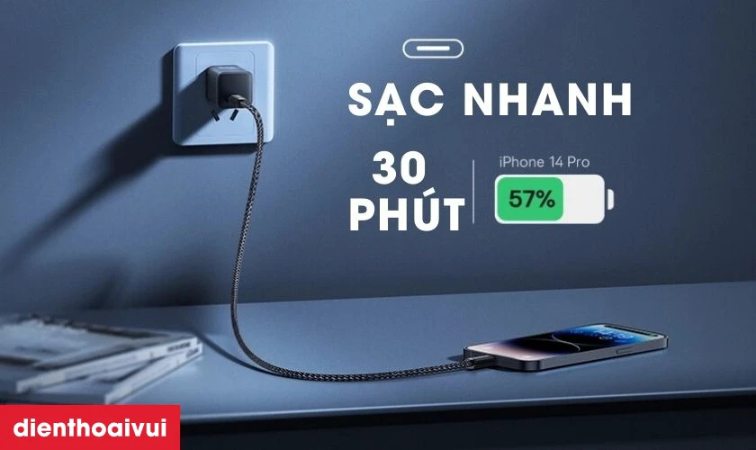 C&ocirc;ng suất sạc 30W v&agrave; t&iacute;nh năng Power Delivery