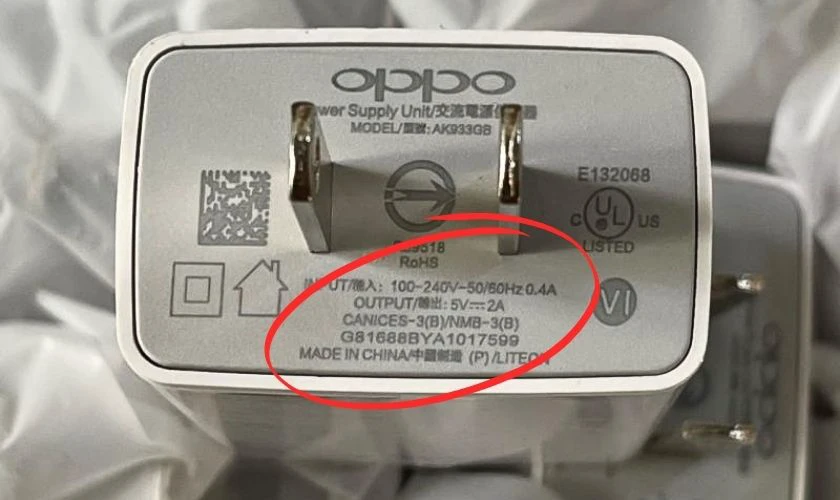 T&igrave;m hiểu c&aacute;c th&ocirc;ng số tr&ecirc;n củ sạc OPPO