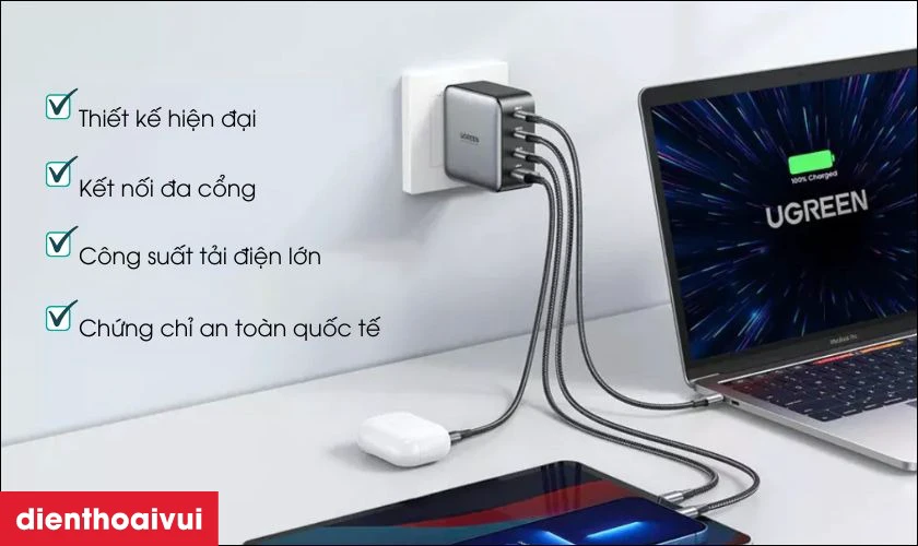 Thiết kế hiện đại, c&ocirc;ng suất sạc đa dạng l&agrave; những ưu điểm của sạc Ugreen