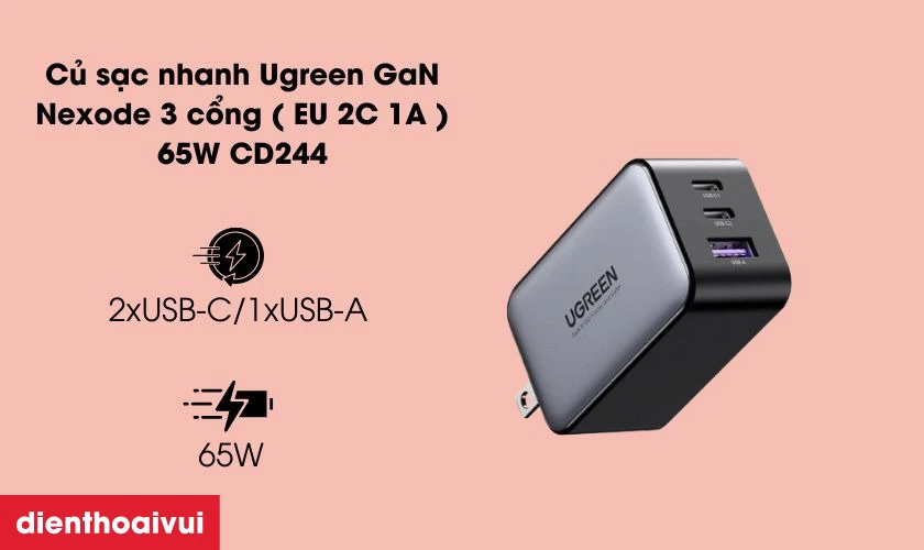 Sạc đa cổng c&ocirc;ng suất lớn tối ưu hiệu suất l&agrave;m việc