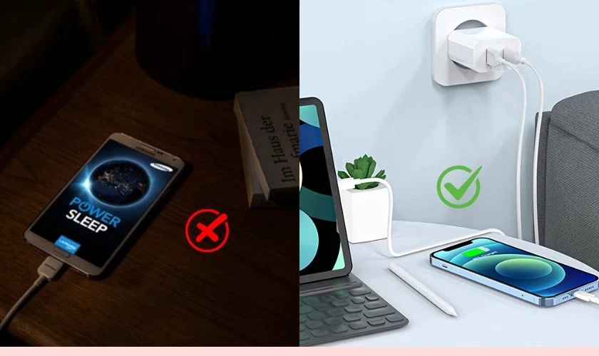 N&ecirc;n sạc điện thoại nơi tho&aacute;ng m&aacute;t, dễ tản nhiệt
