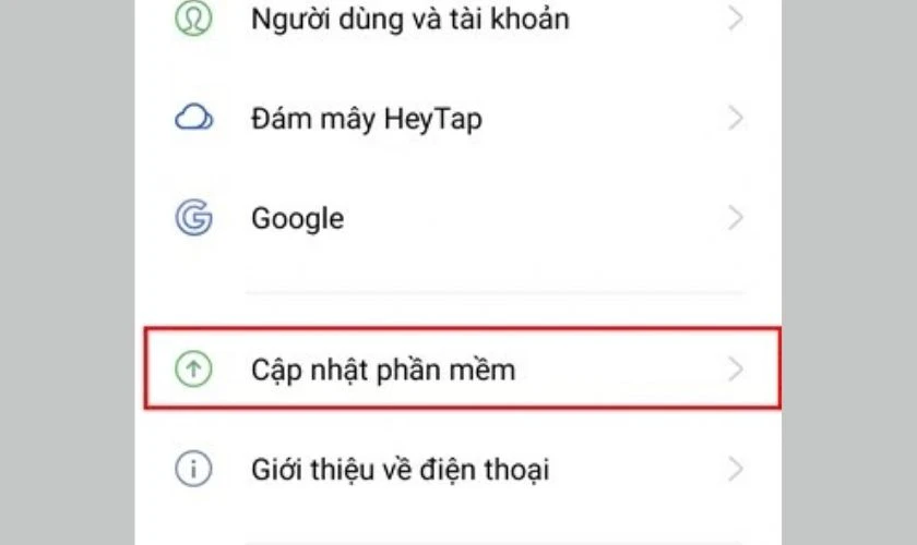 Cập nhật ColorOS và đặt lại tùy chọn ứng dụng