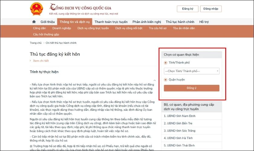Thủ tục đăng k&yacute; kết h&ocirc;n Online