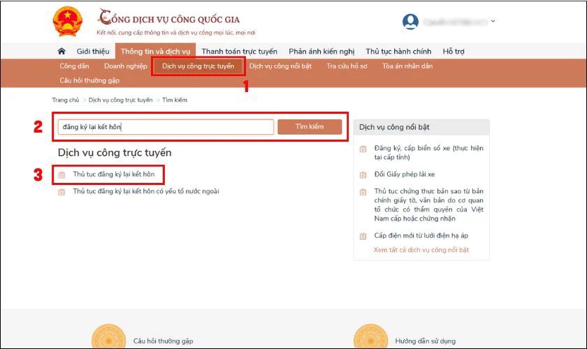 Chọn mục Dịch vụ c&ocirc;ng trực tuyến