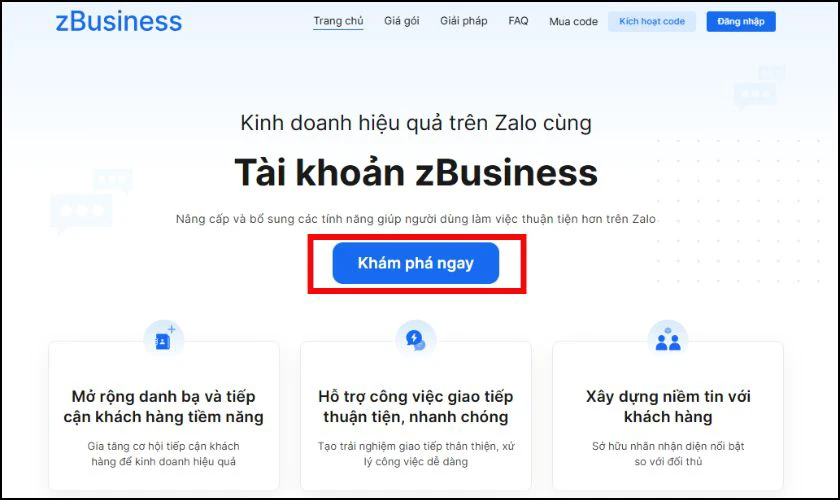 Đăng k&yacute; Zalo Business tr&ecirc;n m&aacute;y t&iacute;nh