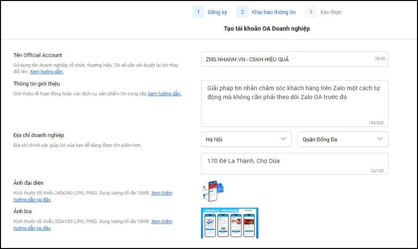 C&aacute;ch đăng k&yacute; Zalo OA cho doanh nghiệp nhanh ch&oacute;ng