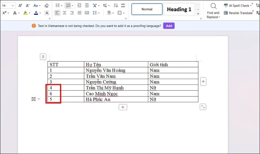Lỗi khi đánh số thứ tự trong Word và cách sửa