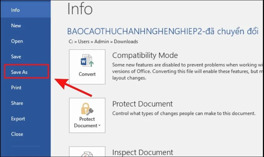 C&aacute;ch đặt mật khẩu cho file Word 2010, 2016 tr&ecirc;n Save As 