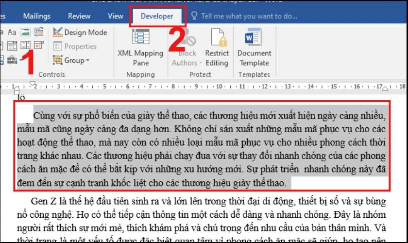 C&aacute;ch đặt mật khẩu v&ugrave;ng dữ liệu tr&ecirc;n Word 2010, 2016