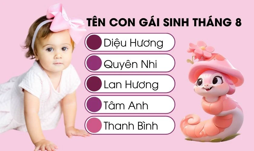 Đặt tên bé gái 2025 sinh tháng 8