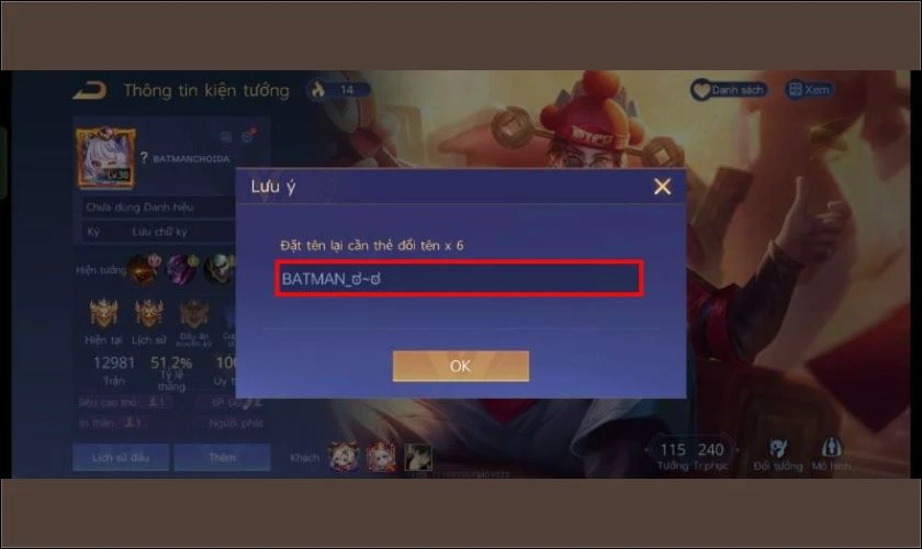 Những lưu &yacute; khi đổi t&ecirc;n game Li&ecirc;n Qu&acirc;n c&oacute; m&agrave;u