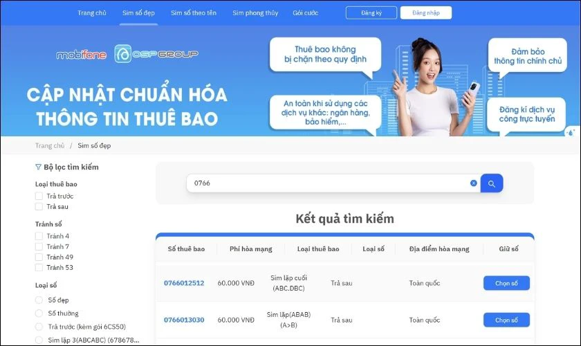 Mua SIM đầu số 0766 tại nh&agrave; mạng MobiFone