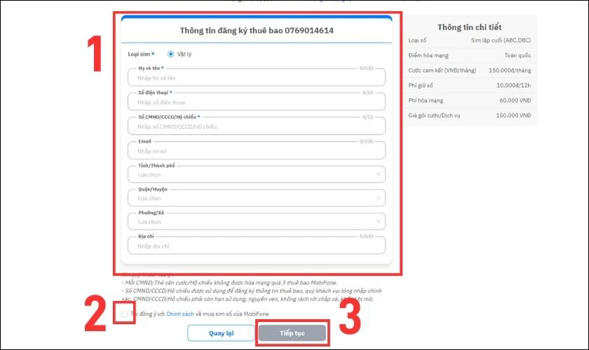 Điền đầy đủ th&ocirc;ng tin theo y&ecirc;u cầu