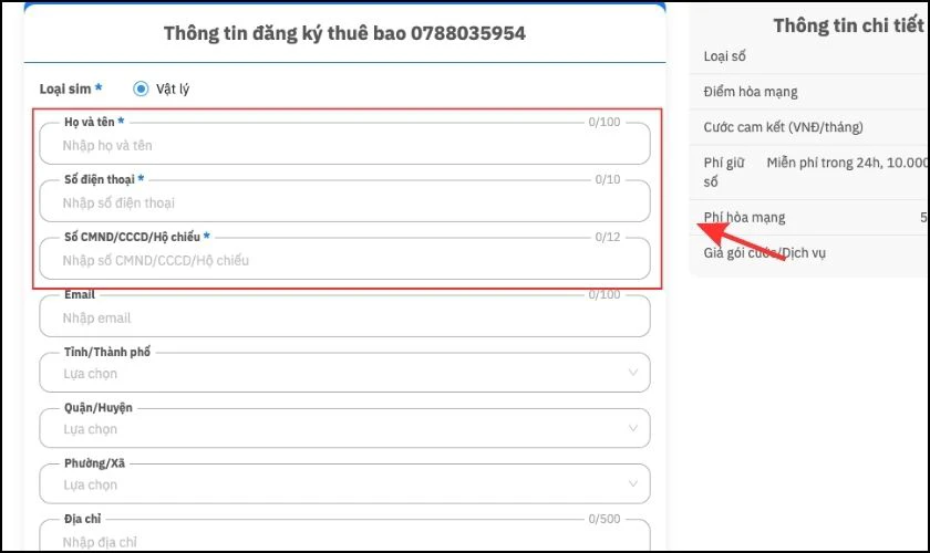 Nhập tất cả th&ocirc;ng tin Họ v&agrave; T&ecirc;n, SĐT, CCCD