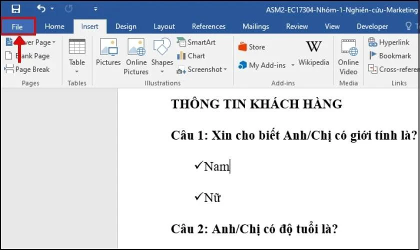 C&aacute;ch đ&aacute;nh dấu t&iacute;ch trong Word bằng chế độ Developer