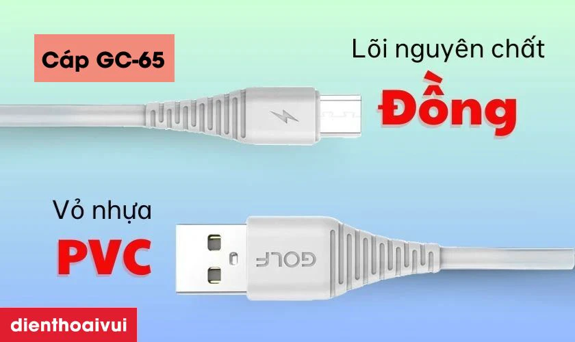 C&aacute;p Golf Micro Sạc Nhanh 3A Golf GC-64M D&agrave;i 1m