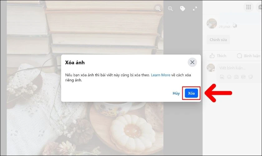 Chọn n&uacute;t X&oacute;a ảnh đại diện Facebook