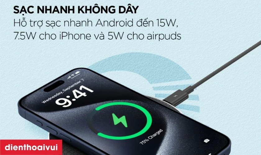 Đặc điểm của đế sạc kh&ocirc;ng d&acirc;y Energizer Qi 15W - WCP107