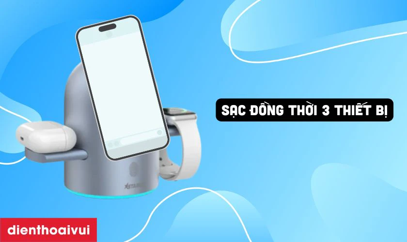 Sạc đồng thời 3 thiết bị, giải ph&aacute;p to&agrave;n diện
