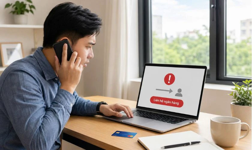 Liên hệ ngân hàng nếu đã chuyển tiền