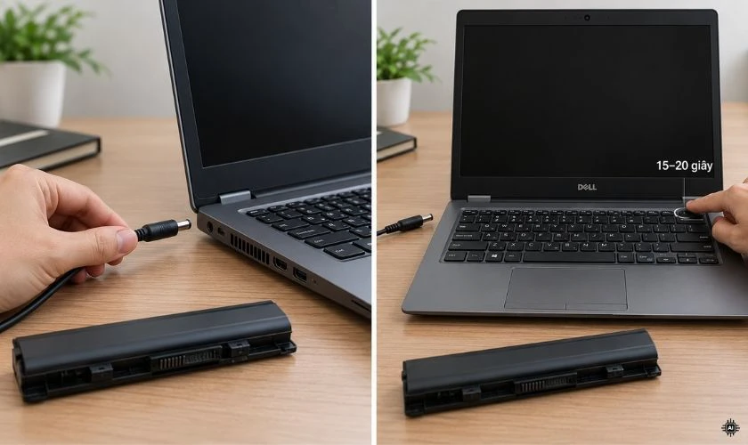 Tắt nguồn và xả điện laptop Dell