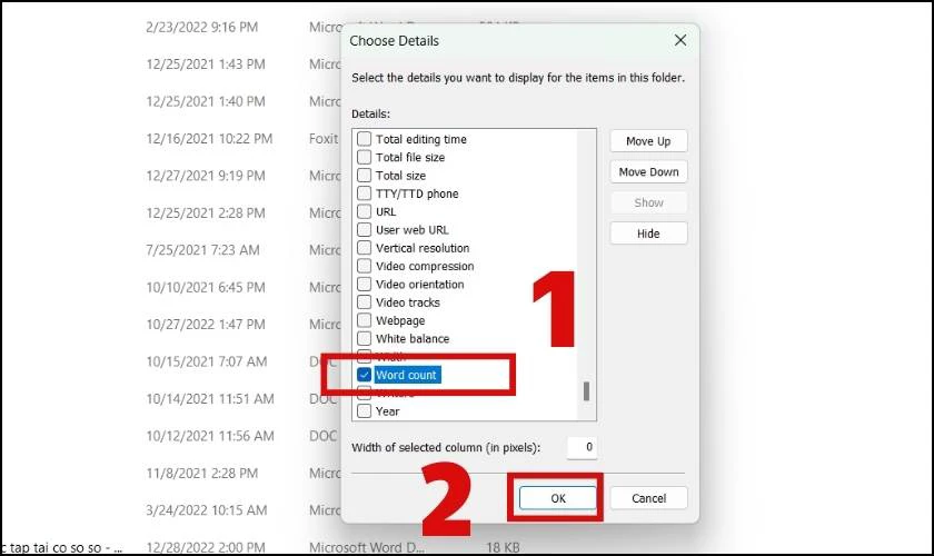 T&igrave;m v&agrave; t&iacute;ch chọn v&agrave;o mục Word Count