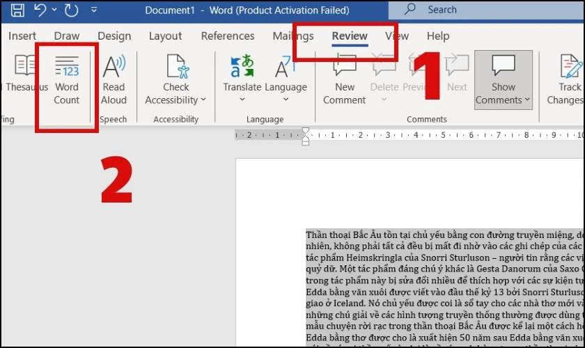 Đếm số từ, số k&yacute; tự to&agrave;n bộ file Word 