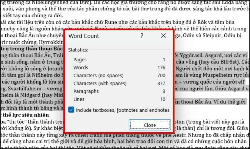 Word Count sẽ hiển thị số từ, k&yacute; tự m&agrave; tại v&ugrave;ng văn bản bạn vừa b&ocirc;i đen