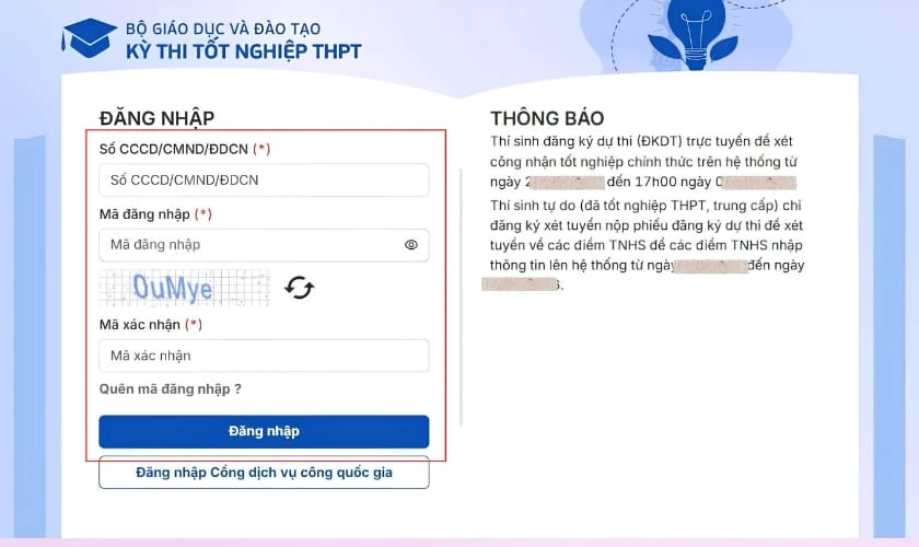 Tra cứu qua tài khoản cá nhân