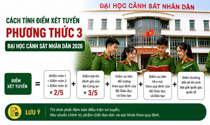 Cách tính điểm xét tuyển Phương thức 3 Đại học Cảnh sát Nhân dân 2026