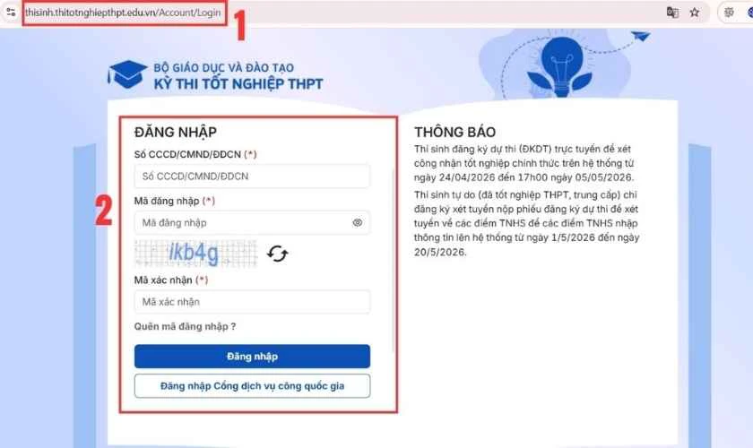 Tra cứu kết quả trên hệ thống tuyển sinh của Bộ GD&ĐT