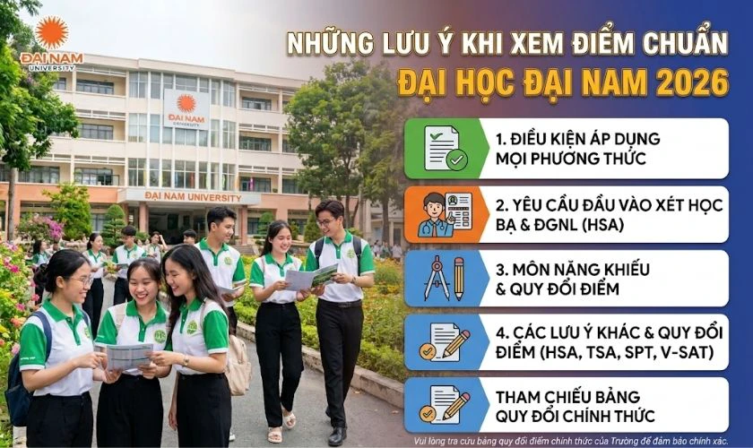 Những lưu ý khi xem điểm chuẩn Đại Nam 2026