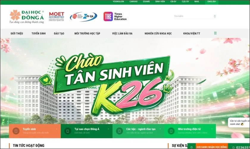Hướng dẫn xác nhận trúng tuyển và làm thủ tục nhập học Đại học Đông Á 2026