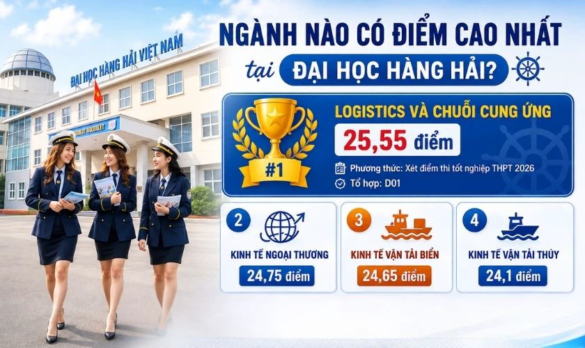 Ngành nào có điểm chuẩn cao nhất tại Đại học Hàng hải 2026?