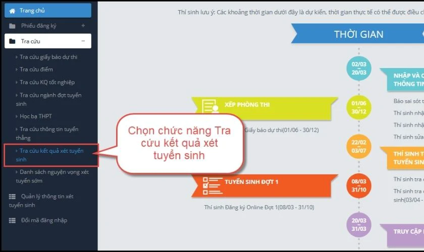 Tra cứu trên Cổng thông tin tuyển sinh của Bộ GD&ĐT