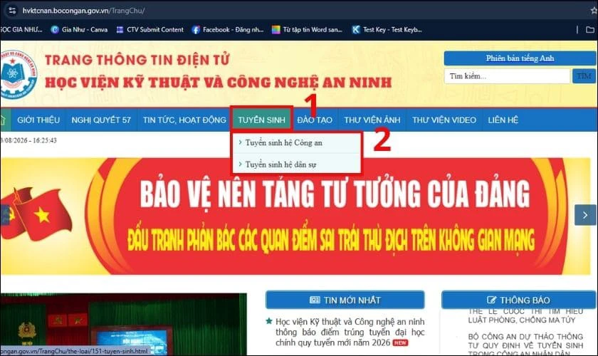 Cách tra cứu kết quả trúng tuyển KTH 2026