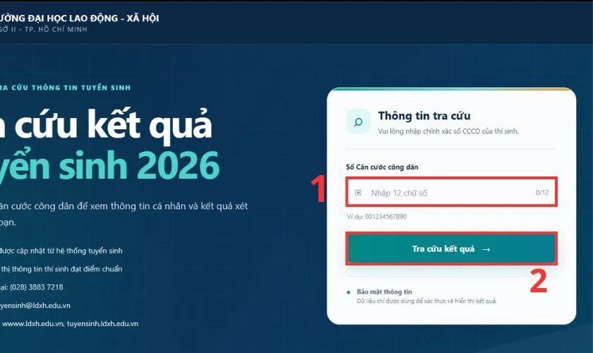 Tiếp tục điền Số Căn cước công dân
