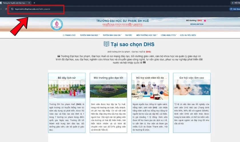 Thông tin tuyển sinh chính thức của Đại học Sư phạm Huế 2026