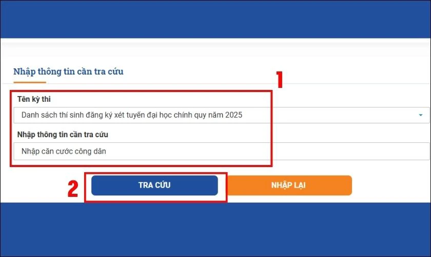 Tra cứu trên cổng tuyển sinh của trường