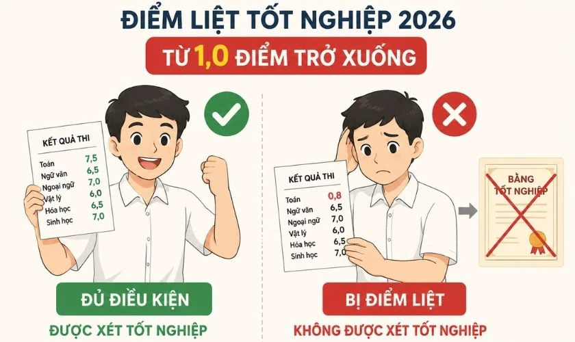 Điểm liệt tốt nghiệp 2026 là bao nhiêu?
