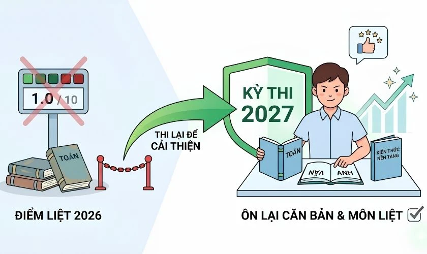 Giải pháp thay thế cho thí sinh vướng phải điểm liệt tốt nghiệp 2026