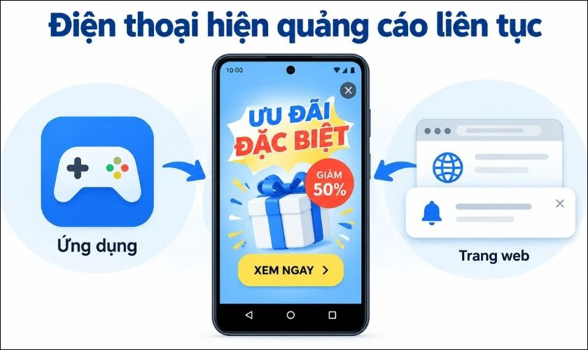 Điện thoại hiện quảng cáo liên tục do đâu?