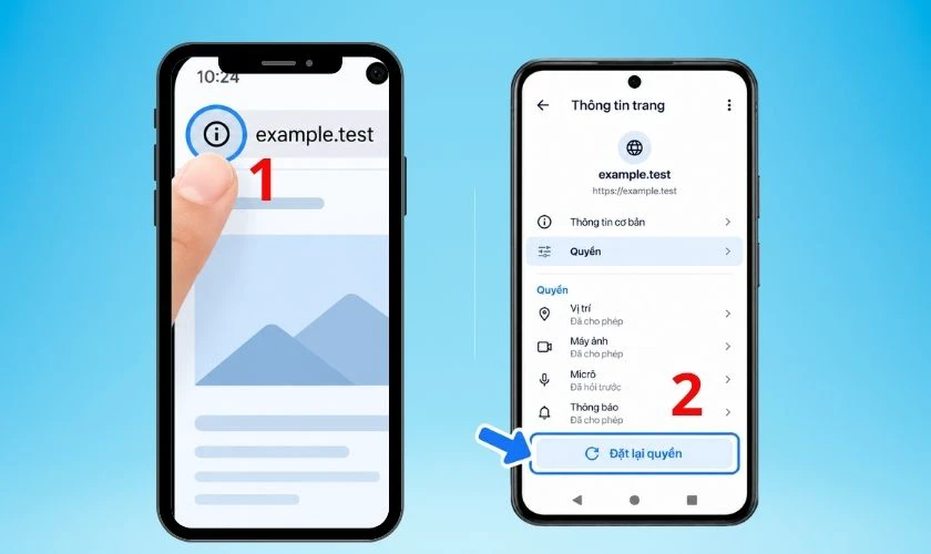 Xóa dữ liệu duyệt web và quyền website