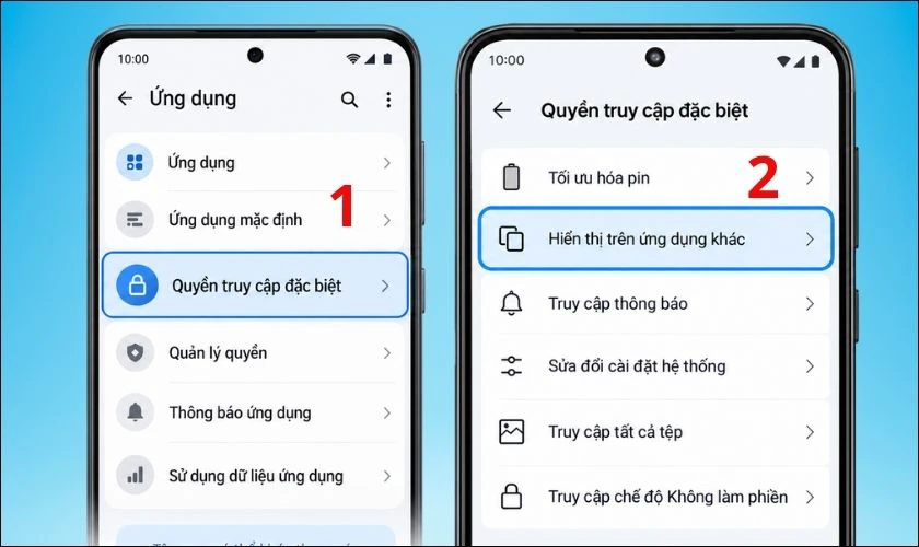 Chọn Hiển thị trên ứng dụng khác hoặc tên tương đương trên thiết bị