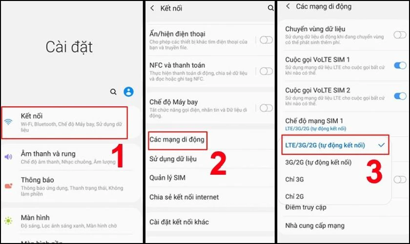 Kiểm tra cài đặt mạng di động