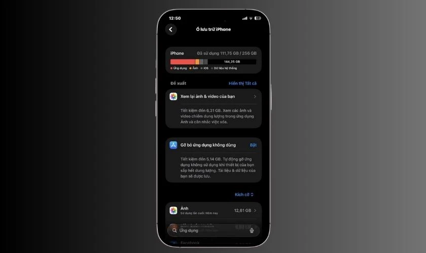 Kiểm tra bộ nhớ và ứng dụng SMS trên thiết bị iOS