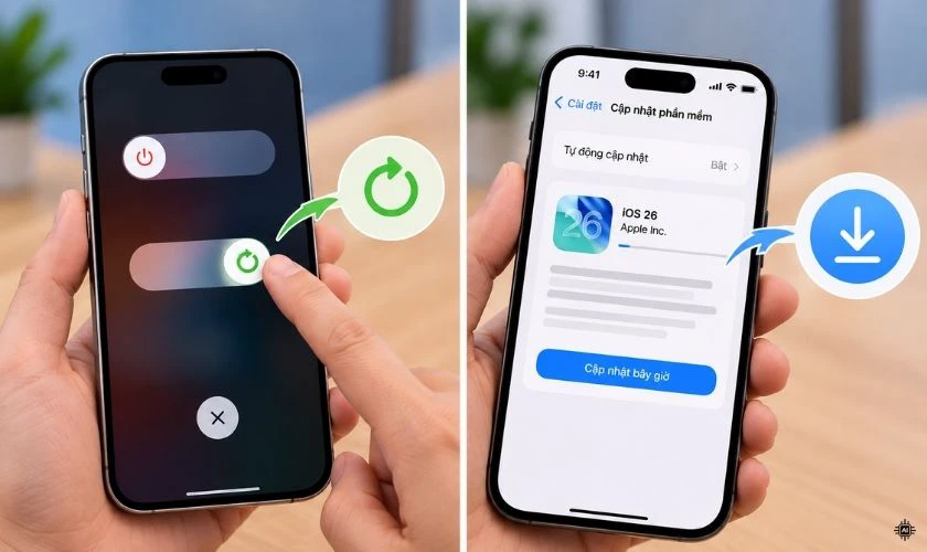 Khởi động lại và cập nhật điện thoại