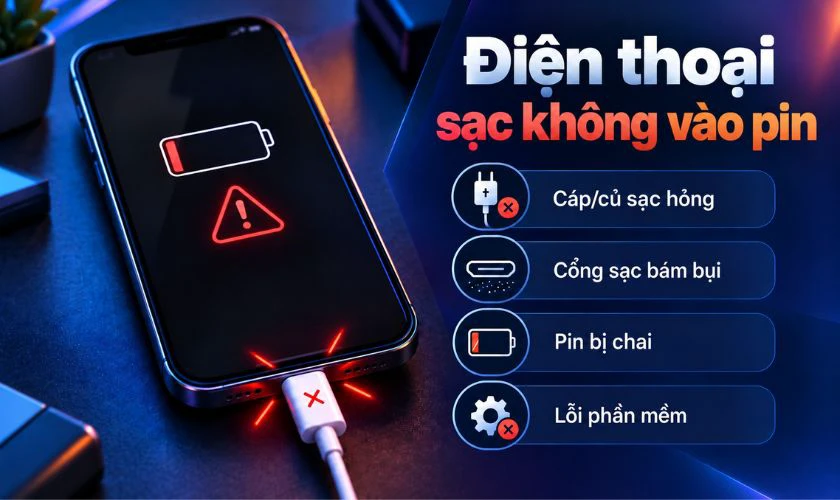 Điện thoại sạc không vào pin là do đâu?