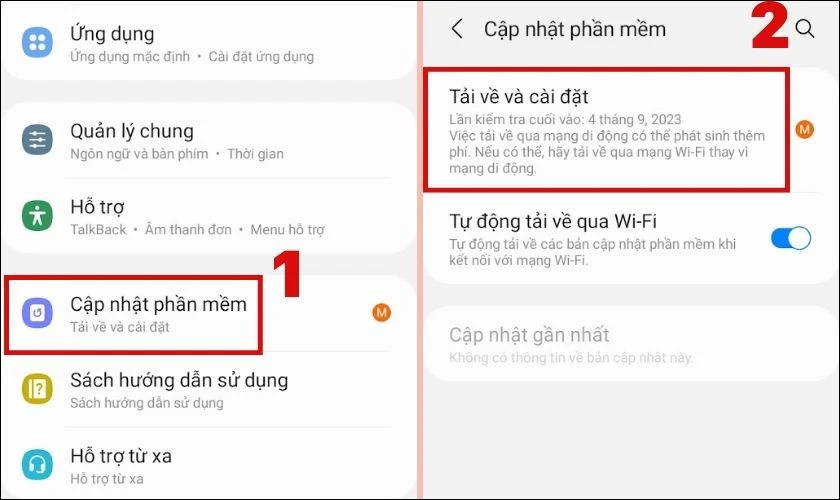 Cập nhật phi&ecirc;n bản hệ điều h&agrave;nh mới sửa lỗi phần mềm tr&ecirc;n điện thoại Samsung